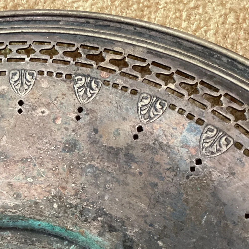 ⚜️ Silver ORNATE TIERED TRAYS with AGED PATINA